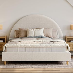DG Casa Boucle Cloud Bed Frame – Queen Upholstered Platform Bed