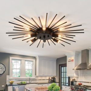 ZGLAOJT 8-Light Semi Flush Mount Ceiling Light – Modern Black Fixture