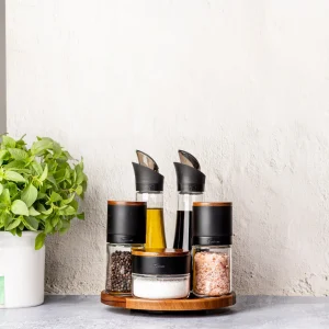 Trudeau Lazy Susan Seasoning Station, 6 Piece Set