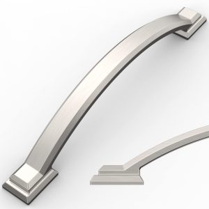 Amerdeco 7.5" Brushed Satin Nickel Cabinet Pulls – Stainless Steel Rectangular Handles, 10 Pack