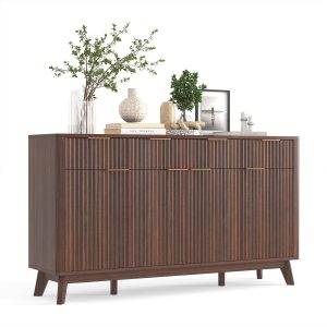 IDEALHOUSE 60" Farmhouse Sideboard Buffet Cabinet – Wood Storage Console with Drawers & Shelves (Parts Only, Pickup)