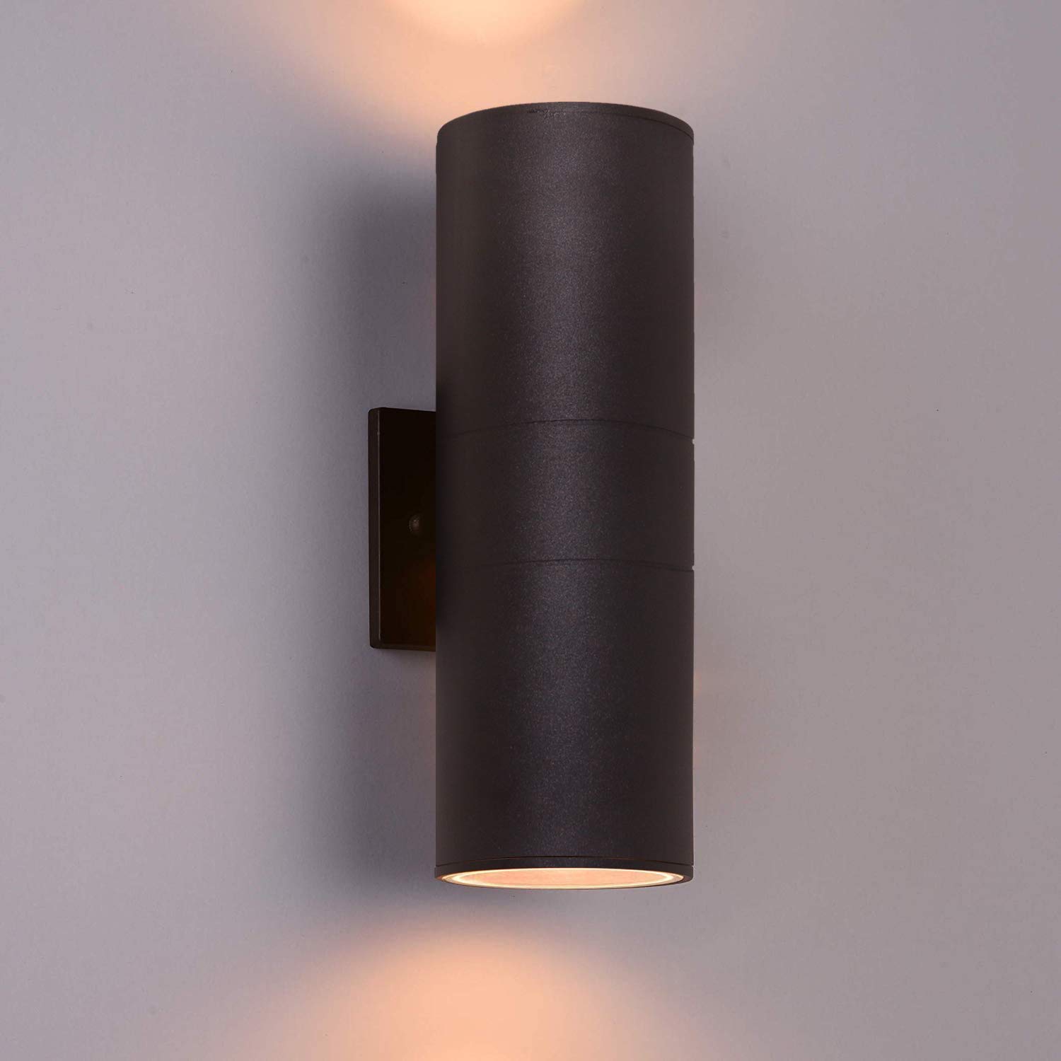 wowlite Matte Black Outdoor Wall Light – Waterproof Cylinder Up/Down Porch & Patio Wall Mount Fixture (1 Pack)