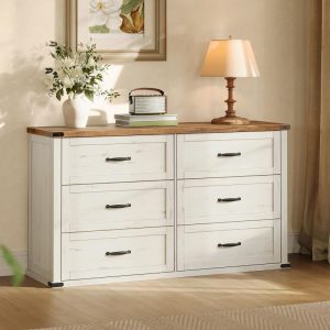 VASAGLE LIRY 6-Drawer Dresser – 54" Modern Farmhouse Chest with Metal Handles (Parts Only, Missing Parts & Instructions)