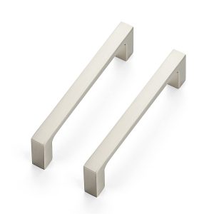 Ravinte 5 Pack Solid 4 Inch Square Cabinet Handles - Brushed Nickel Drawer Pulls - Kitchen Hardware