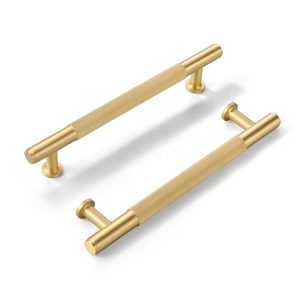 SALISENG 2 Pack Brushed Gold Solid Brass Cabinet Pulls 5 Inch