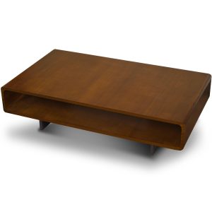 SWEVEN Square Coffee Table with Storage – Modern Walnut Finish, Metal Legs & Center Compartment (Parts Only, Minor Damage)