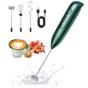 Dynooper Rechargeable Electric Milk Frother 3-in-1, Matte Black