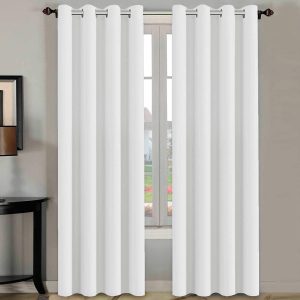 H.VERSAILTEX White Blackout Curtains 84 Inch, 2 Panel Set