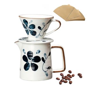 DYUEXI Ceramic Pour Over Coffee Maker Set with Filters