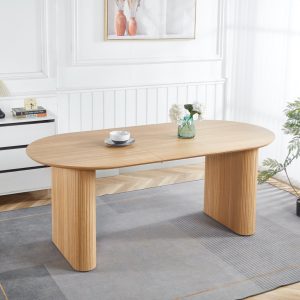 Ball & Cast Extendable Dining Table (59–90") – Modern Oval Wood Dining Table with Removable Leaves, Oak Finish for 4–6 People, Kitchen & Living Room