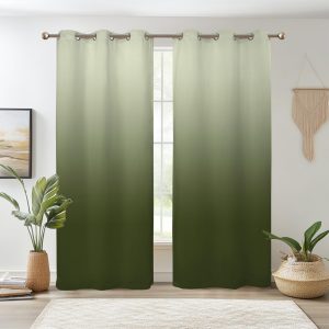Renaiss Green Ombre Blackout Curtains, 2 Panel Set