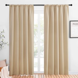 NICETOWN Biscotti Beige Blackout Curtains 84 Inch, 2 Panels