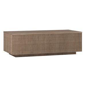 Henn&Hart 48" Fluted Coffee Table – Low-Profile Rectangular Table, Antiqued Gray Oak Finish for Living Room & Office (Parts Only)