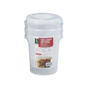 Cambro Round 4 Quart Food Storage Container with Lid, 3-count