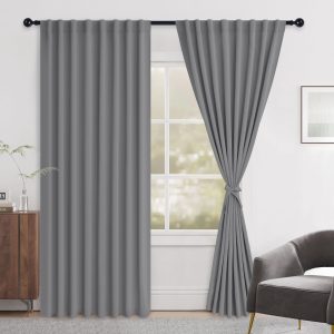Hiasan Blackout Curtains 84 Inch Extra Wide, Grey 2 Panels