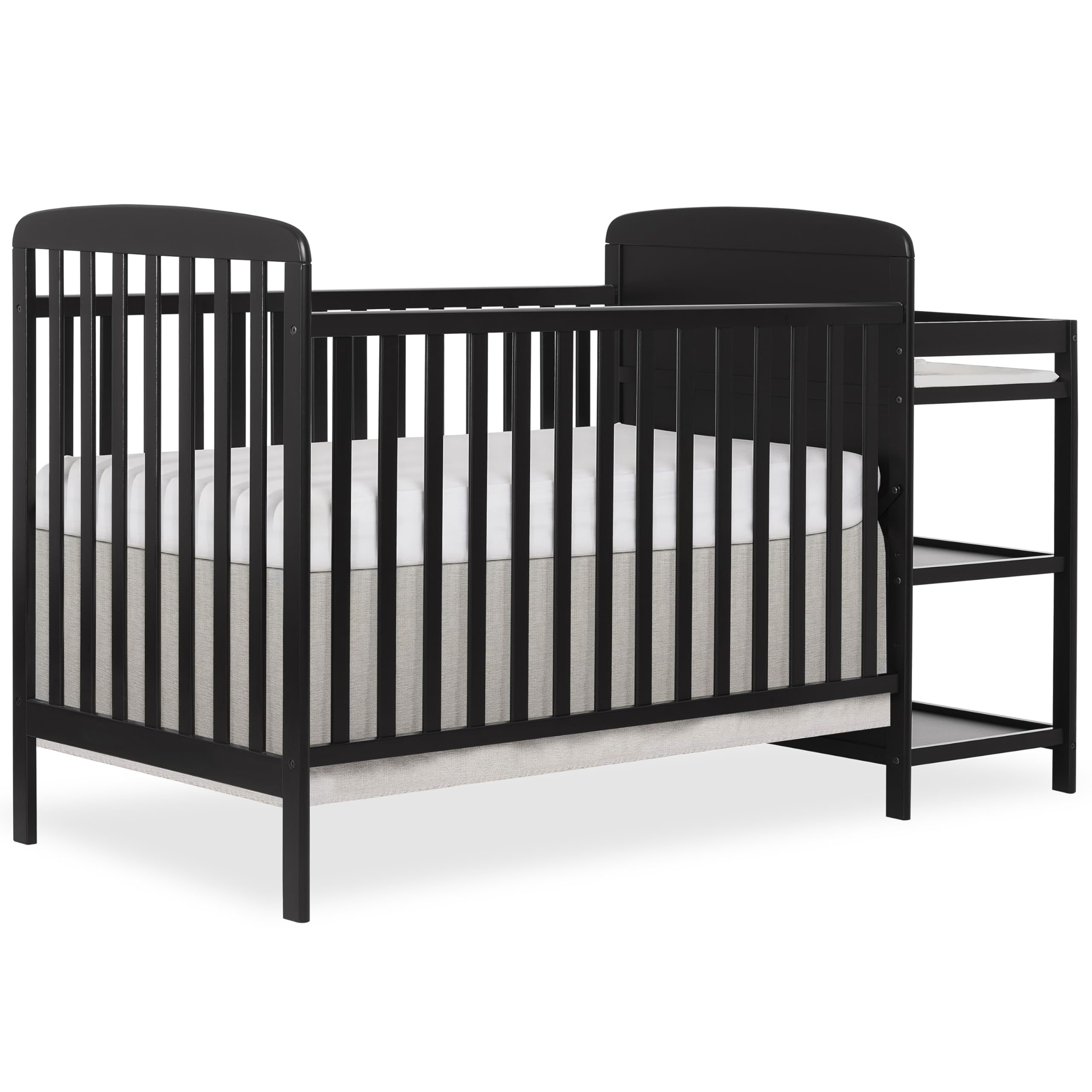 Dream On Me Anna 3-in-1 Convertible Baby Crib & Changer – Full-Size Pinewood Crib, Converts to Toddler/Day Bed, Black (Major Damage, Storage & 3 Mattress Heights)