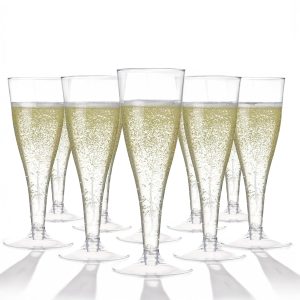 Prestee 100 Pack Clear Plastic Champagne Flutes 4.5 oz