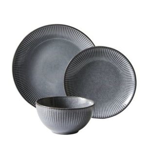 Better Homes & Gardens Sawyer 12-Piece Dinnerware Set Grey