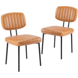 Sweetcrispy Upholstered Dining Chairs Set of 2 Brown