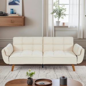Trygoal Modern Futon Sofa Bed Beige